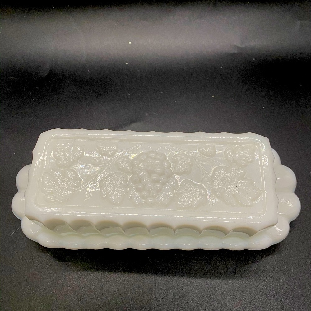 Vintage Milk Glass Butter Dish